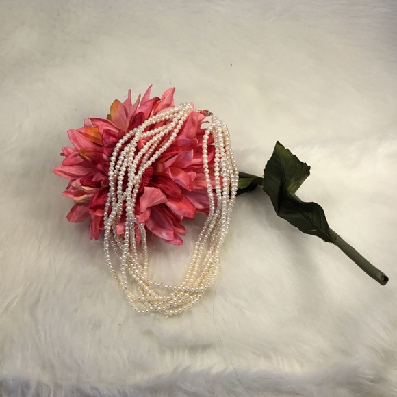 7 Strand Twisted Pearl Necklace 14 KT gold Clasp - Picture 2 of 8